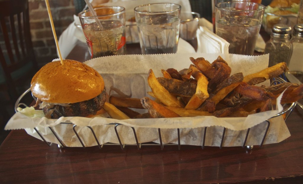 burger with fries