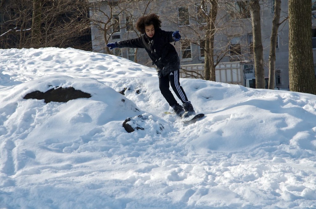 snowboarding in Central Park